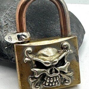 TRAVIS WALKER Double Cross .925 Skull Padlock 2014 Signed RARE